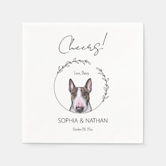 Serviette En Papier Simple Bull Terrier Mariage Cocktail (Devant)