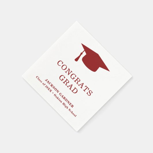 Serviette En Papier Simple Burgundy Mortar Board Modernité Graduation (Coin)