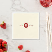 Serviette En Papier Simple Cercle rouge double bonheur Mariage chinois (En situation)