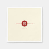 Serviette En Papier Simple Cercle rouge double bonheur Mariage chinois (Devant)