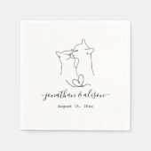 Serviette En Papier Simple Chat noir et blanc Mariage moderne (Devant)