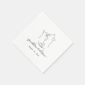 Serviette En Papier Simple Chat noir et blanc Mariage moderne (Coin)