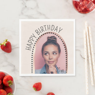 Serviette En Papier Simple Chic N'Importe Quel Âge Anniversaire Rose G