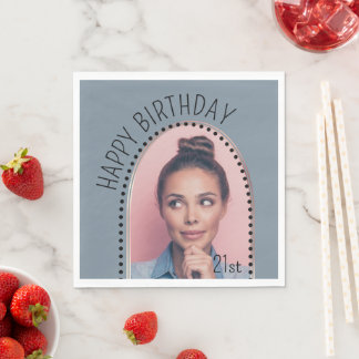 Serviette En Papier Simple Chic N'Importe Quel Âge Anniversaire Rose G