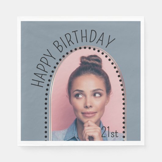 Serviette En Papier Simple Chic N'Importe Quel Âge Anniversaire Rose G (Devant)