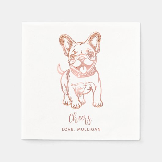 Serviette En Papier Simple Chic rose Rose  or Mariage (Devant)