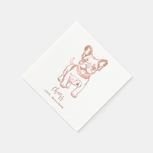 Serviette En Papier Simple Chic rose Rose or Mariage (Coin)