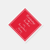 Serviette En Papier Simple Chic Script Romantique Rouge Mariage papier (Coin)