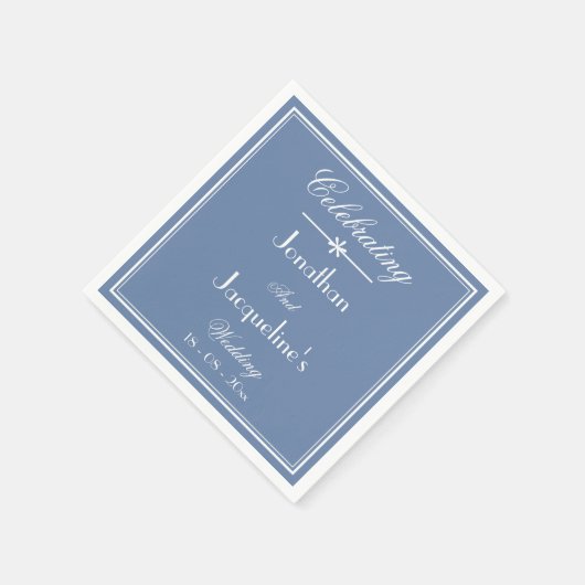 Serviette En Papier Simple Chic Script Rustique Dusty Mariage papier (Coin)