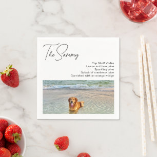 Serviette En Papier Simple Chien Photo Drink Recette Mariage moderne