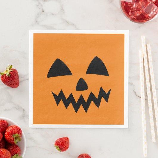 Serviette En Papier Simple Citrouille d'Halloween face fantôme flippan (En situation)
