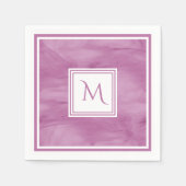 Serviette En Papier Simple clair violet subtil marbre moderne Monogram (Devant)