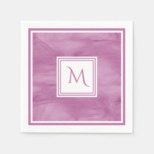 Serviette En Papier Simple clair violet subtil marbre moderne Monogram