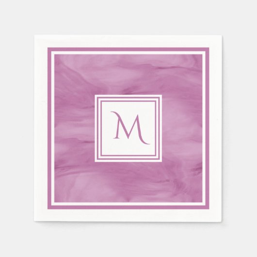 Serviette En Papier Simple clair violet subtil marbre moderne Monogram (Devant)