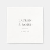 Serviette En Papier Simple Classic Couples Name & Date Wedding (Devant)