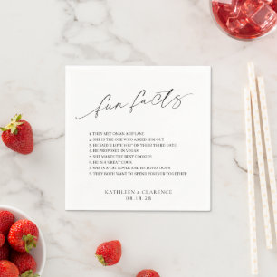 Serviette En Papier Simple Classique Minimal Fun Facts Mariage moderne