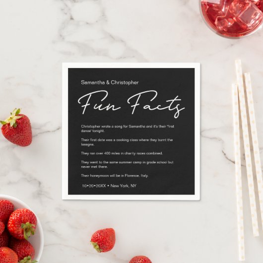 Serviette En Papier SImple Classique Noir Blanc Mariage faits amusants (En situation)