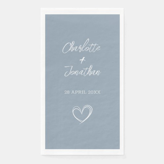Serviette En Papier Simple Coeur personnalisé Dusty Mariage papier ble (Devant)