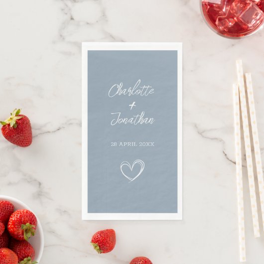 Serviette En Papier Simple Coeur personnalisé Dusty Mariage papier ble (En situation)