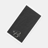 Serviette En Papier Simple Combiné Fonte Monogramme Mariage Noir (Coin)