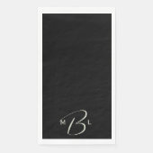 Serviette En Papier Simple Combiné Police Monogramme Mariage Noir (Devant)