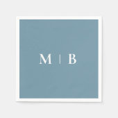 Serviette En Papier Simple Contemporary Monogram Blue Cocktail (Devant)