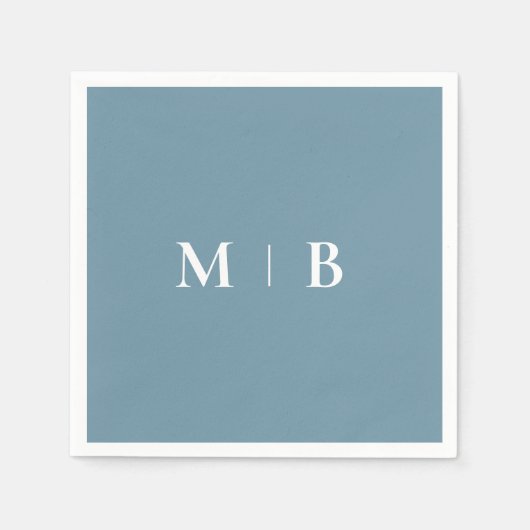 Serviette En Papier Simple Contemporary Monogram Blue Cocktail (Devant)