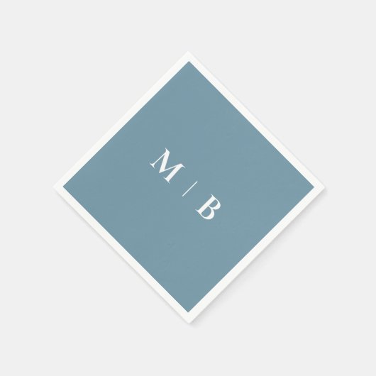 Serviette En Papier Simple Contemporary Monogram Blue Cocktail (Coin)