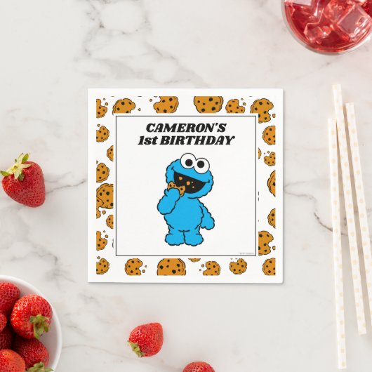 Serviette En Papier Simple Cookie Monster 1er Anniversaire (En situation)