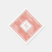 Serviette En Papier Simple Corail rose subtil Marbre Moderne Monogramm (Coin)
