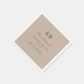 Serviette En Papier Simple couleur solide Taupe Beige Mariage monogram (Coin)