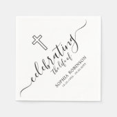 Serviette En Papier Simple Croix Élégant Faire-part de funérailles (Devant)