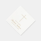 Serviette En Papier Simple Croix Or Écriture Funéraire Mémorial  (Coin)