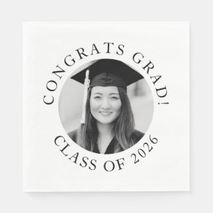 Serviette En Papier Simple Custom Photo Graduation Class Party 