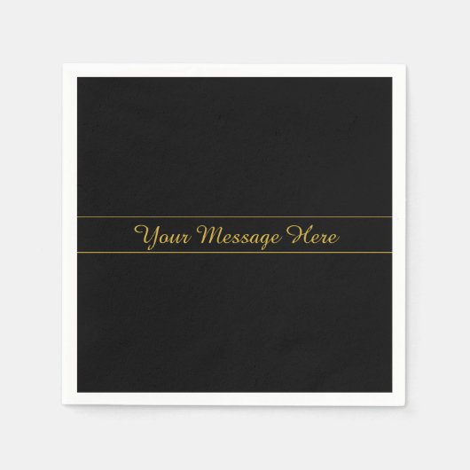 Serviette En Papier Simple Customizable Gold & Black Text Design (Devant)