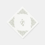Serviette En Papier Simple Delicate Floral Timeless Sage Mariage vert (Coin)