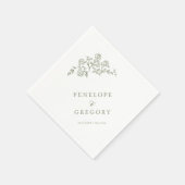 Serviette En Papier Simple Delicate Floral Timeless Sage Mariage vert (Coin)