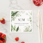 Serviette En Papier Simple Deux Initiales Mariage de Noël (En situation)