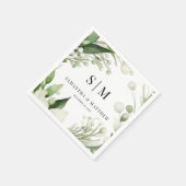 Serviette En Papier Simple Deux Initiales Mariage de Noël (Coin)