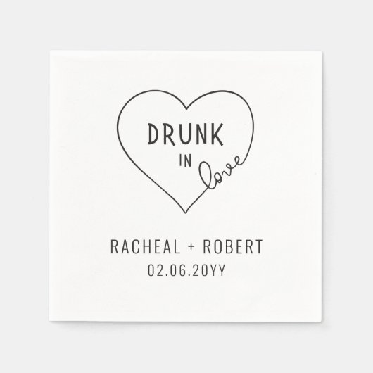 Serviette En Papier Simple Drunk In Love Moderne Mariage (Devant)
