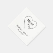 Serviette En Papier Simple Drunk In Love Moderne Mariage (Coin)