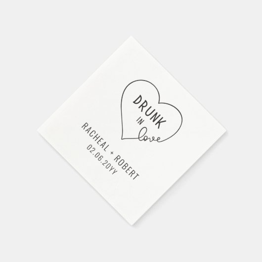 Serviette En Papier Simple Drunk In Love Moderne Mariage (Coin)