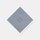 Serviette En Papier Simple Dusty Blue élégant Mariage Monogramme (Coin)