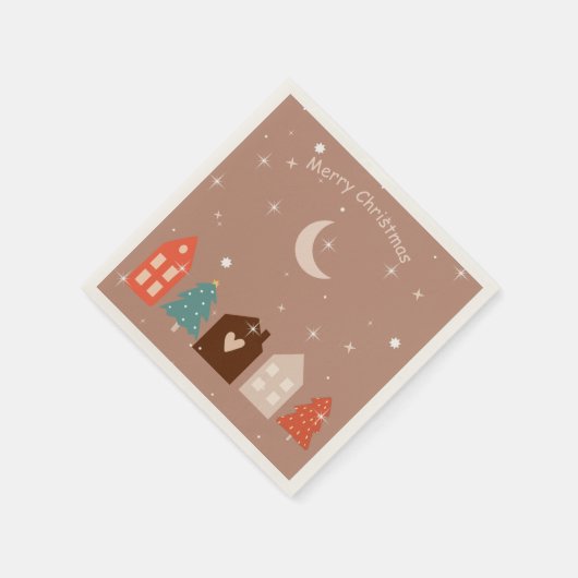 Serviette En Papier Simple Earth Tone Joyeux Noël (Coin)