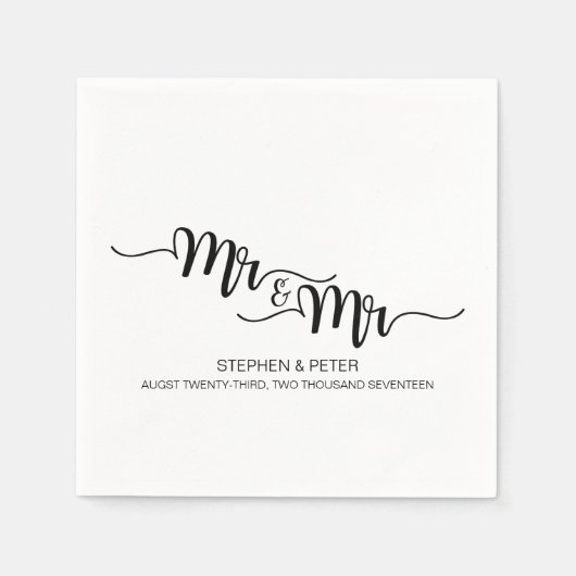 Serviette En Papier Simple ÉCRIT À LA MAIN M. & M. MARIAGE PAPER NAPKI (Devant)