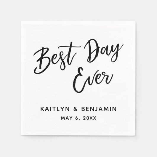 Serviette En Papier Simple écriture manuscrite noire Meilleure journée (Devant)