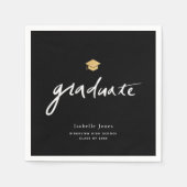 Serviette En Papier Simple écriture manuscrite Script Black Photo Grad (Devant)
