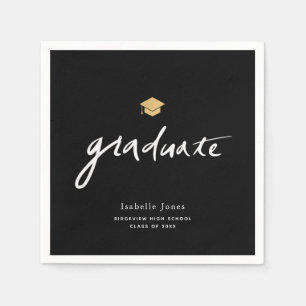 Serviette En Papier Simple écriture manuscrite Script Black Photo Grad