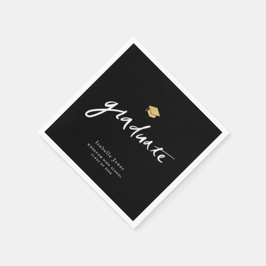 Serviette En Papier Simple écriture manuscrite Script Black Photo Grad (Coin)