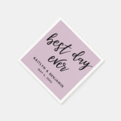 Serviette En Papier Simple écriture noire Best Day Ever Mauve rose (Coin)